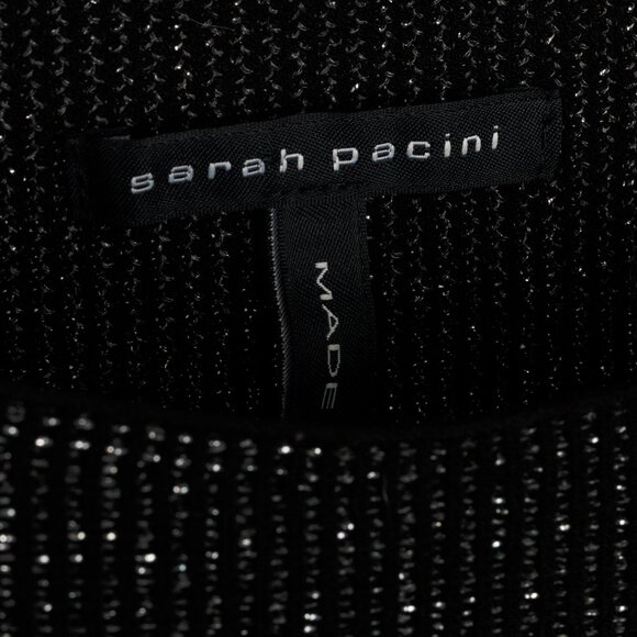Sarah Pacini Black Metallic Knit Cap-Sleeve Tunic - Picture 7 of 8